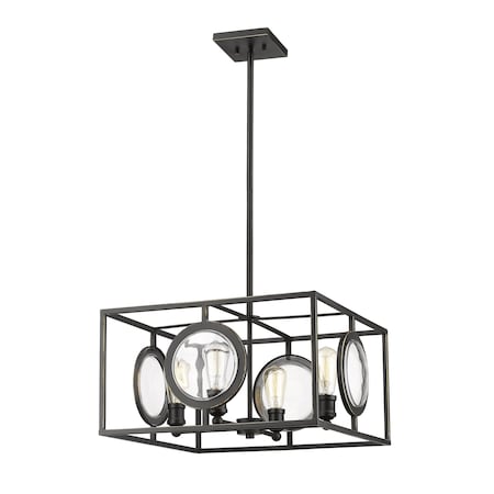 Z-Lite Port 4 Light Pendant, Olde Bronze & Olde Bronze 448-20OB